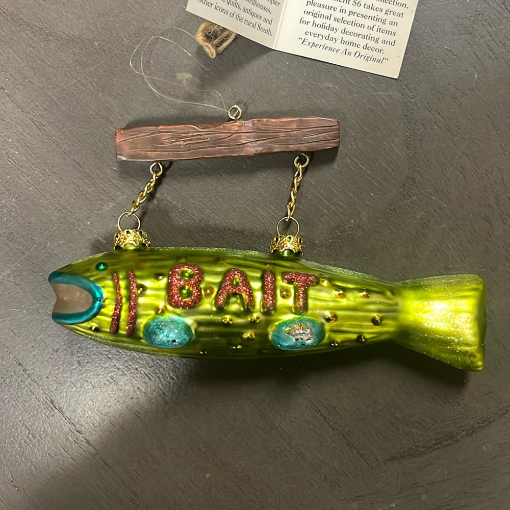 NWT Department 56 Bob Timberlake bait fishing ornament